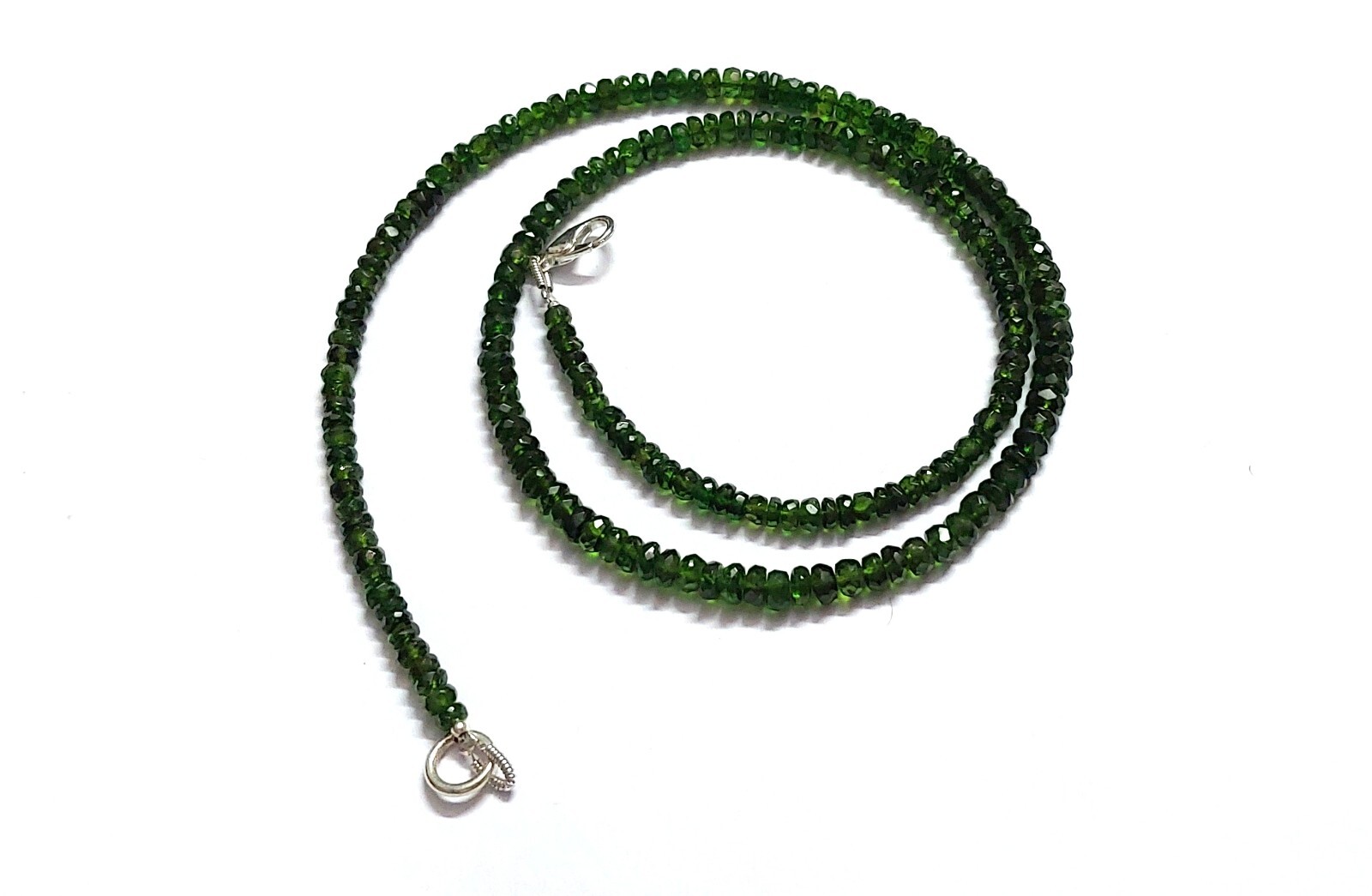 Chrome Diopside Necklace Rondelle Faceted 3-4mm Natural Chrome Diopside 18″inch