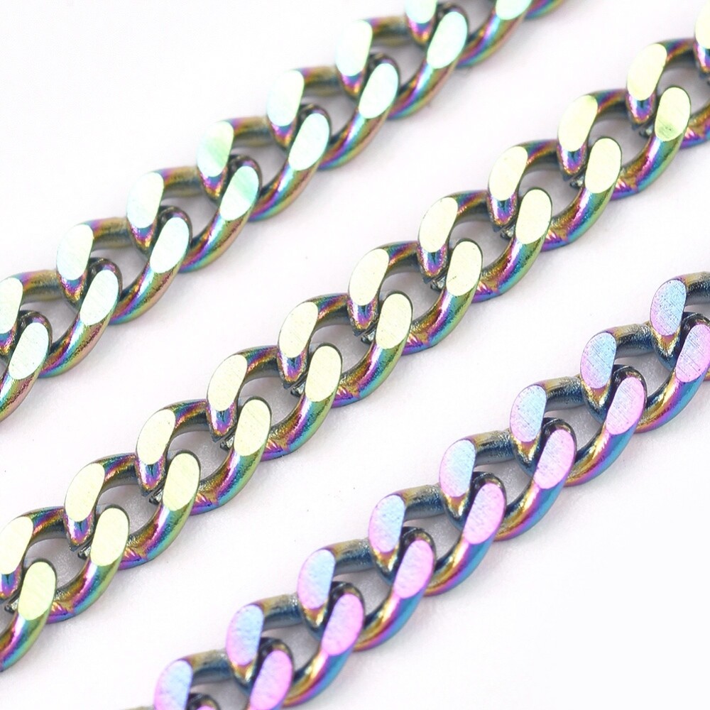 2 FT Rainbow Chain BULK Chain for Jewelry Making Cross Stainless Steel
