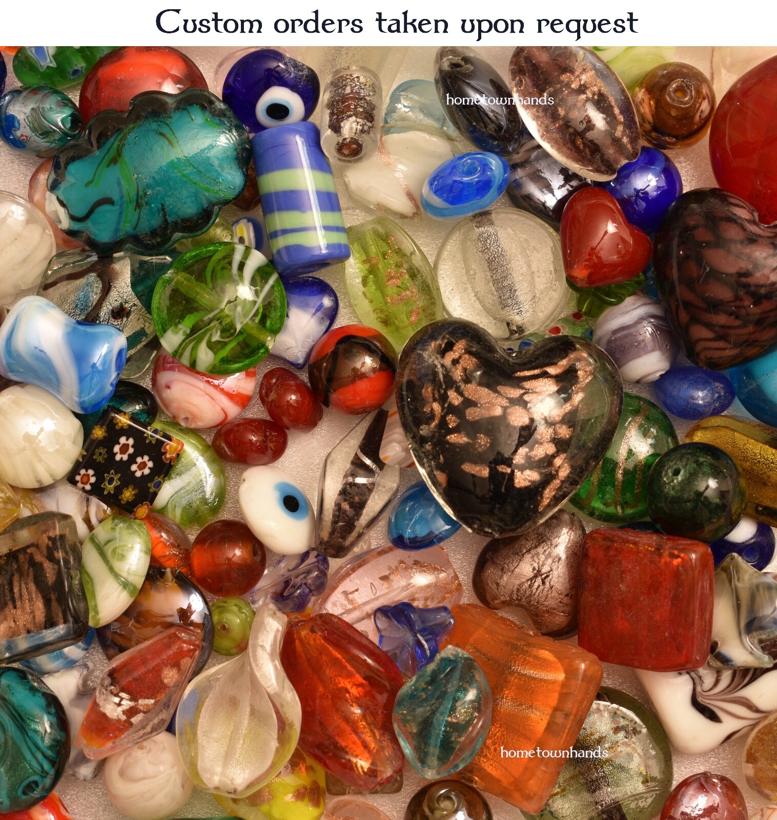 Lampwork Beads, 1/2 LB Bulk, Mixed Style & Colors, Handmade Glass