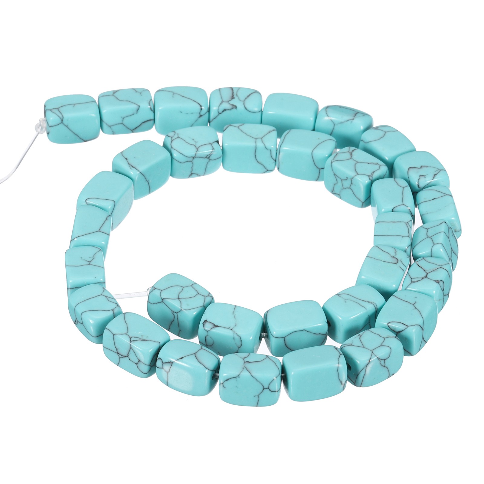 Natural Stone Gemstone Beads 15″ 12x8mm Cuboid Spacer Bead, Cyan-Blue