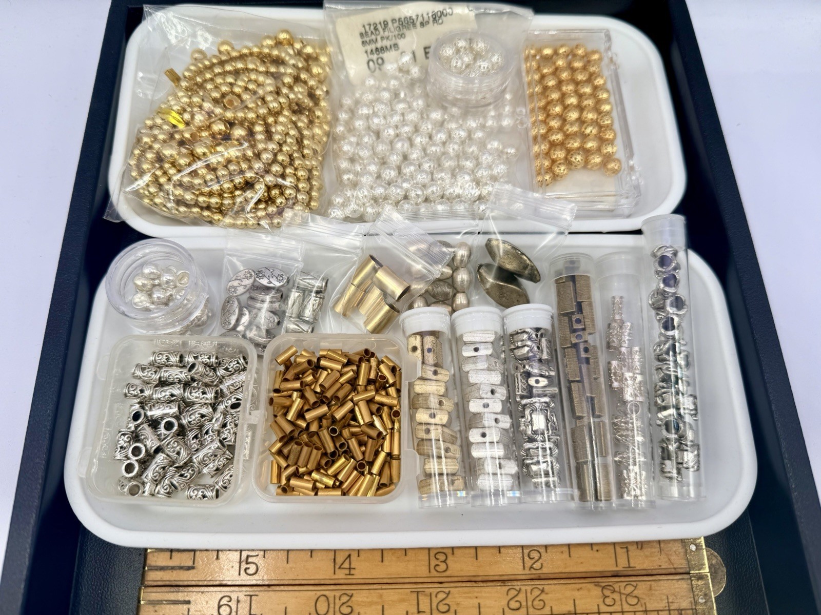 1 Lb Mixed Metal Beads Spacers Focal Tube Gold Silver Bronze Bulk Jewelry Making
