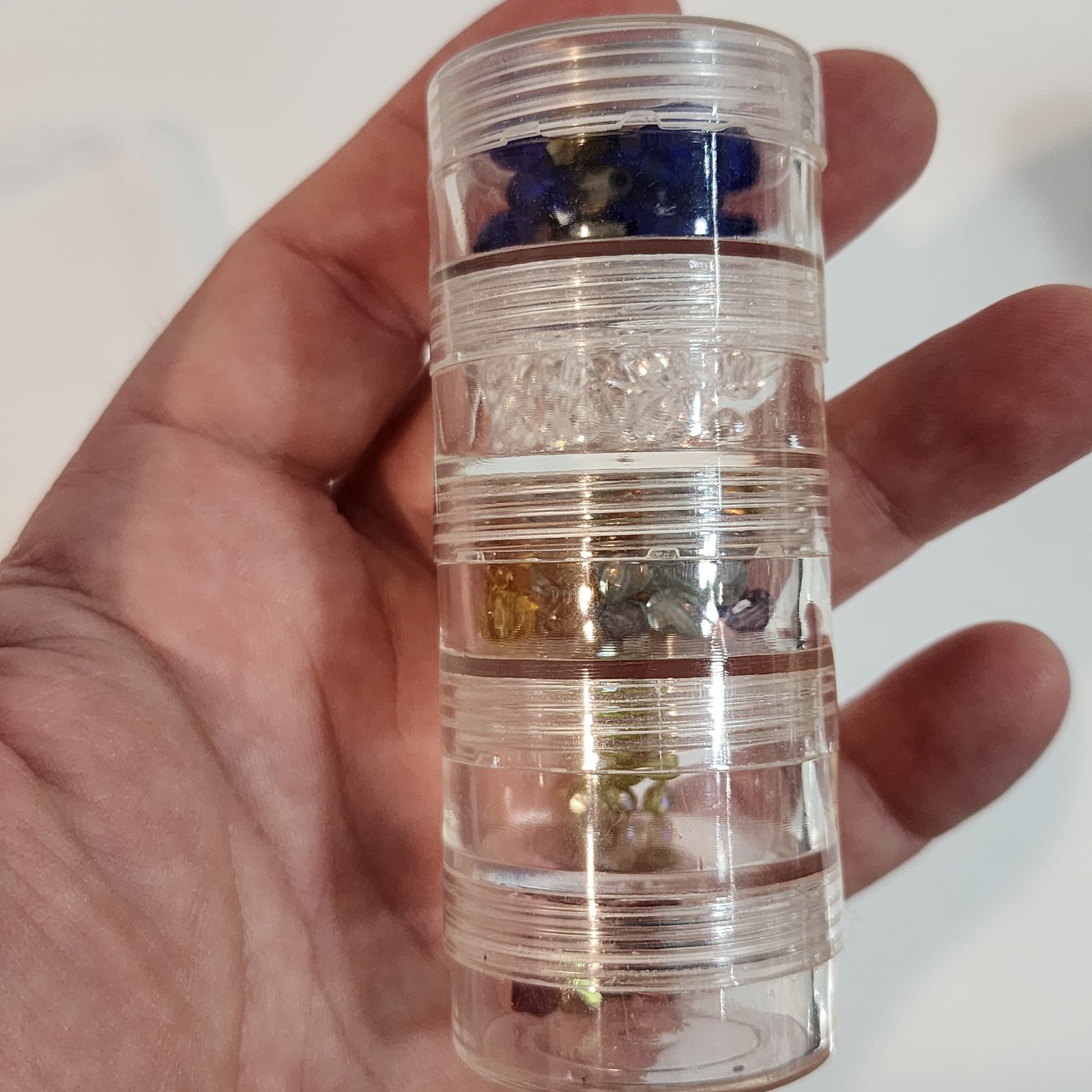 Bead Starter Set Clear Plastic Case w/ Multi Colored Sized Beads 10-3/4 x 5