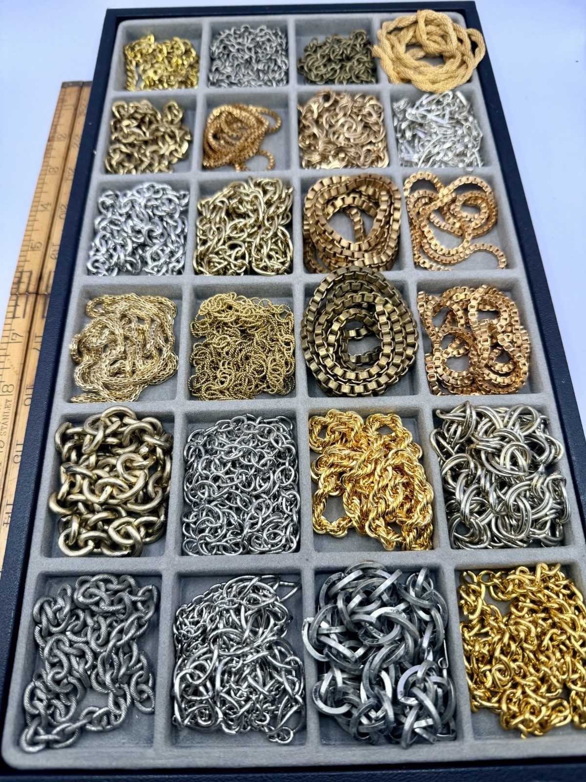 2.3 Lbs Chain Segments Vintage Chunky Gold Silver Mixed Styles Salvaged