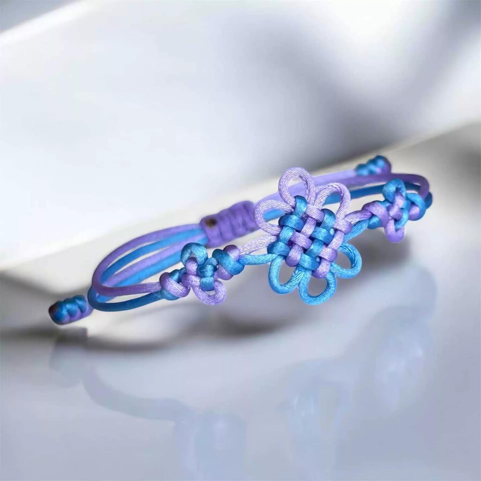 Bohemian Handmade Braided Bracelet with Chinese Knot Design, Adjustable Col – 01