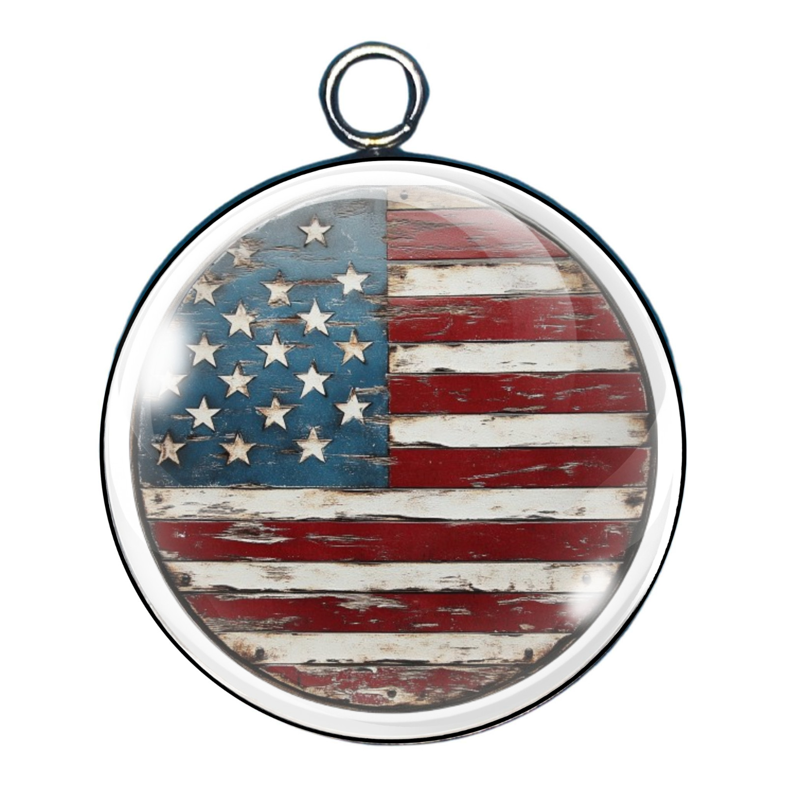 Rustic American Flag Glass Cabochon Charms, Vintage Flag Pendants, DIY Charms
