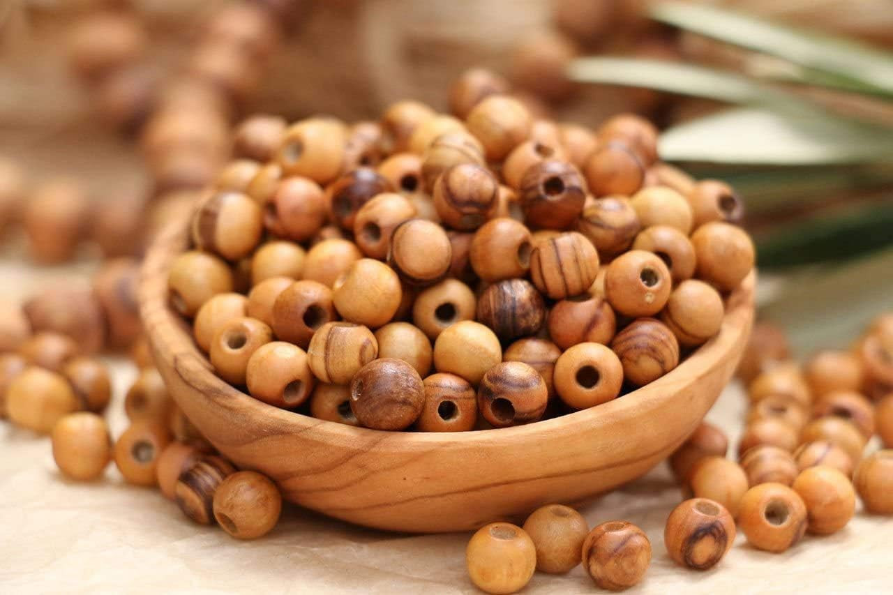 8Mm – (1000 Beads) Olive Wood Beads | Polished round Beads for Rosary Making, Je