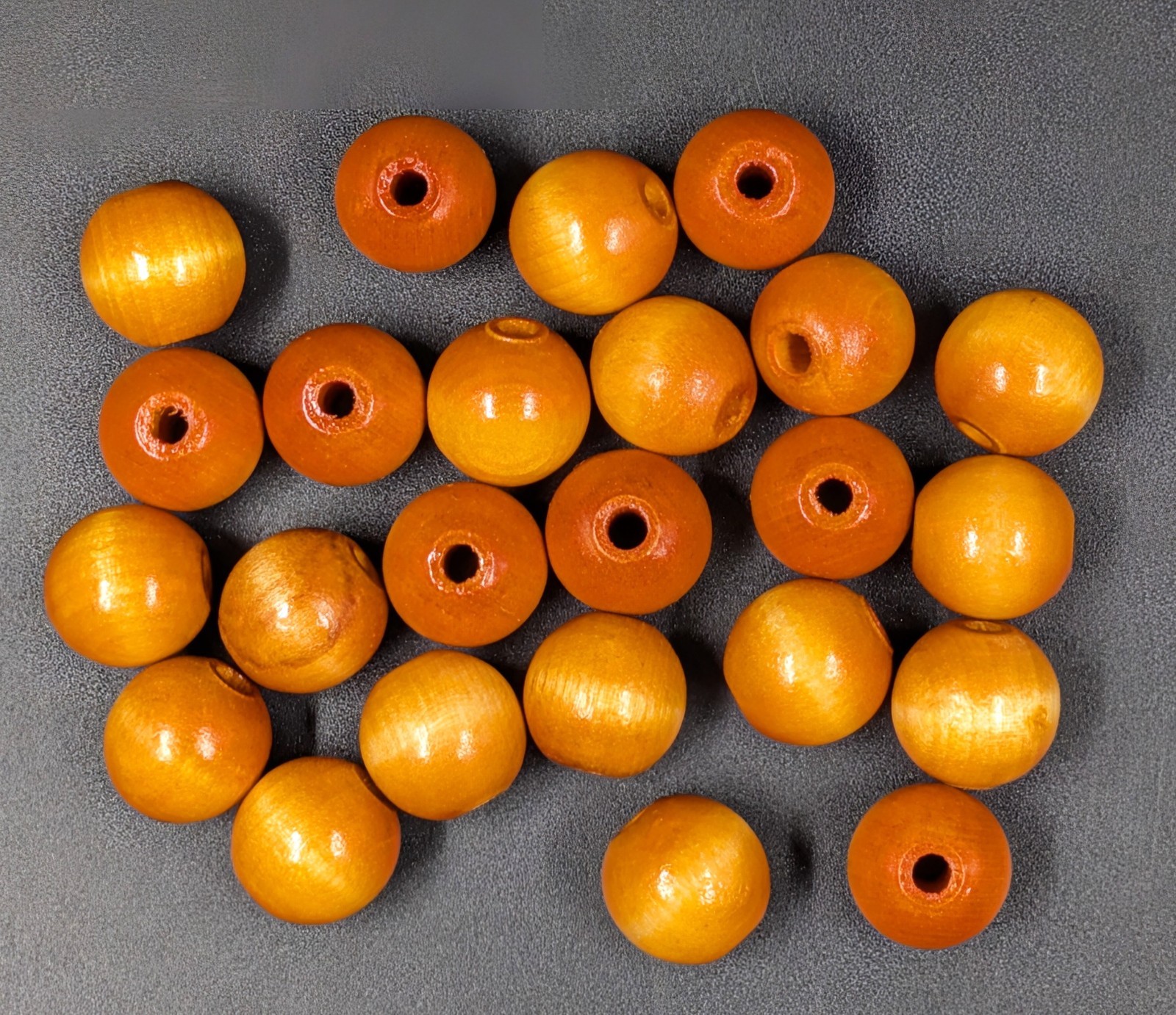 NOS! Pack of 24 Large ¾” 19mm Wood Beads, Glossy Finish 4.5mm Hole for Stringing