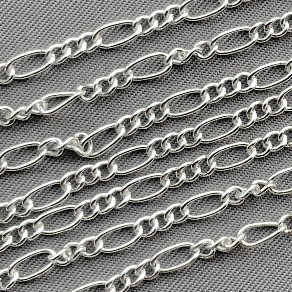 Curb Oval Link Chain 5×2.5mm Shiny Silver Plated Iron Q12 Feet per Pkg