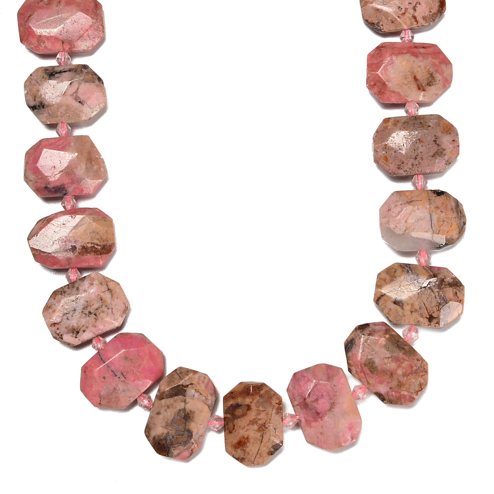 Rhodonite Rectangle Slice Faceted Octagon Beads Approx 15x20mm 15.5” Strand