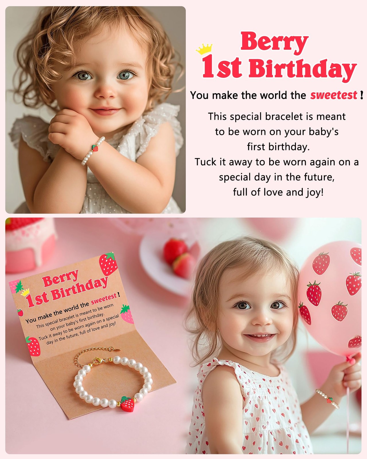 Berry First Birthday Decor for Girls, 1st Sweet One 1 Year Old Girl Gifts Strawb