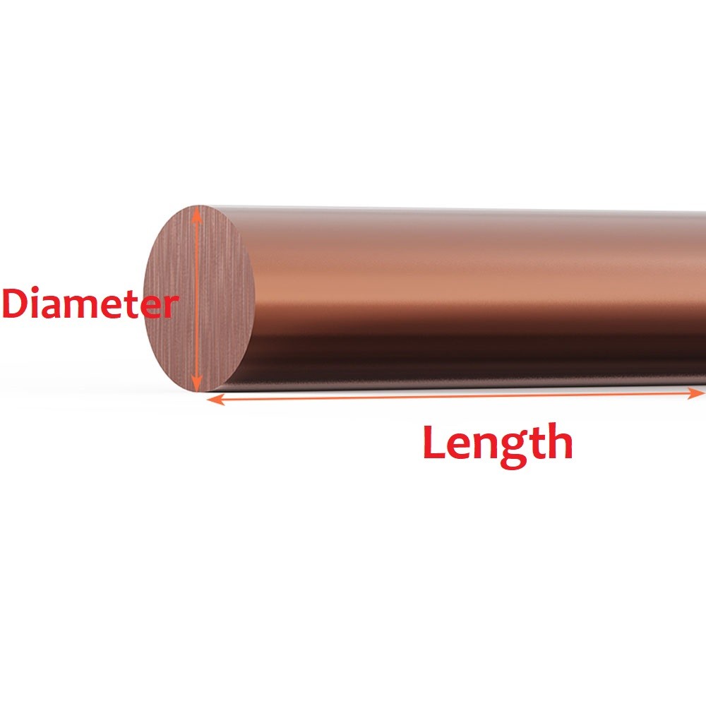 T2 Pure Copper Round Rod/Electrode Copper Rod 8mm – 80mm Diameter Various Length