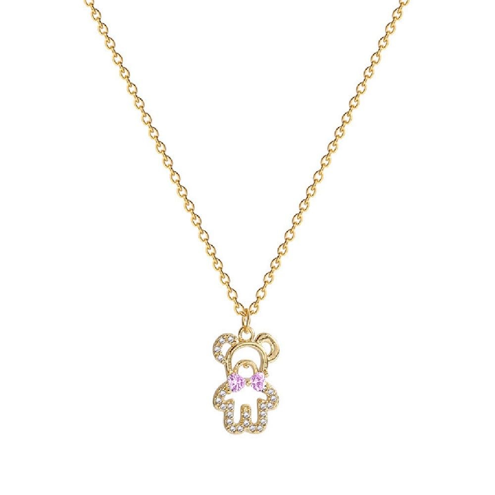 Chic Teddy Bear Pendant Crystal Necklace – Cute Animal Jewelry for Women-Style 1