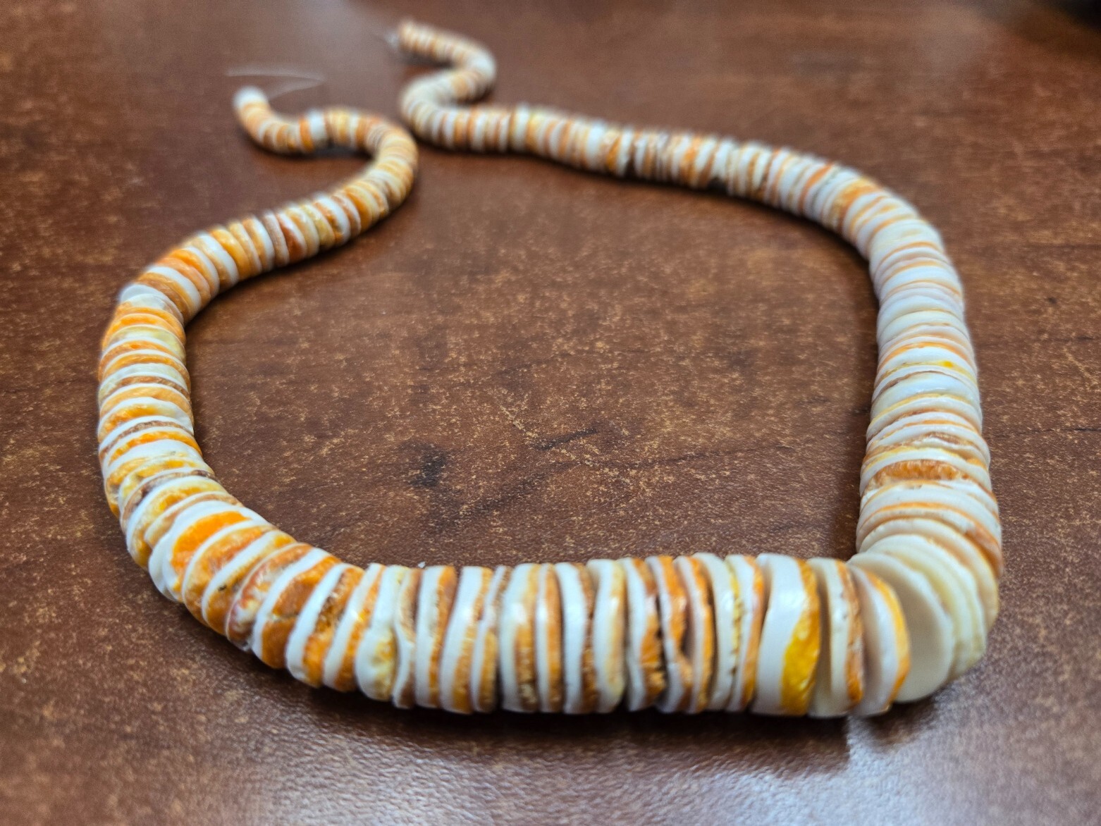 NATURAL ORANGE SPINY OYSTER RONDELLE DISC CHARM 6-15MM