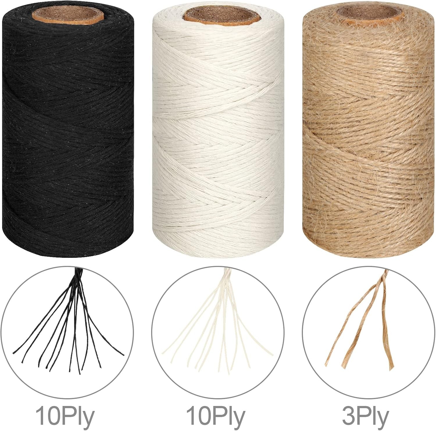 3 Pcs. Roll Natural Jute Twine String Thin Ribbon Hemp Gardening Plant Gift Wrap