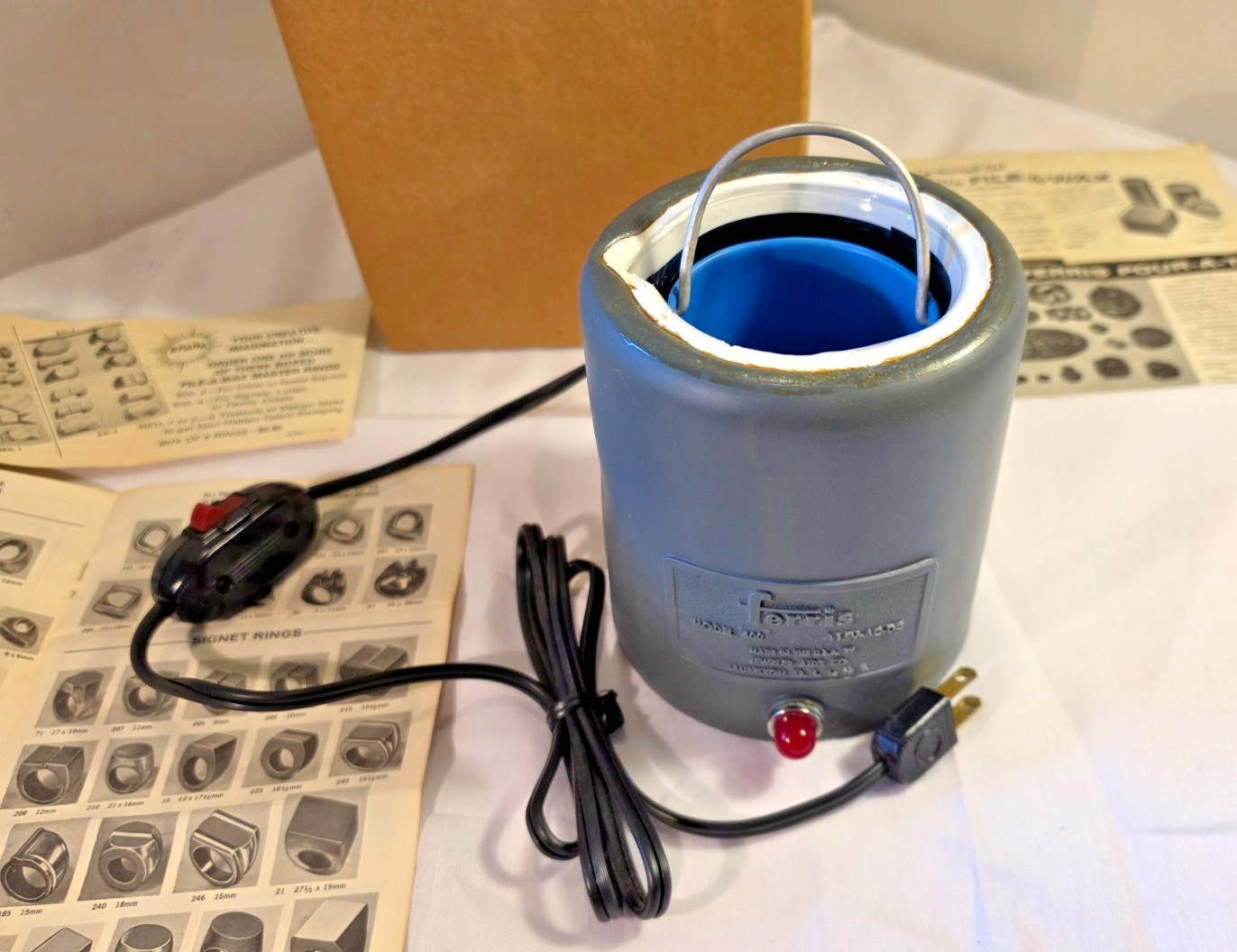 Vintage Ferris Model 400 Electric Pickler Jeweler Tool w Box Manual Basket Italy