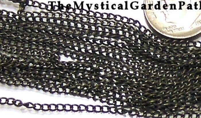 Chain, Bulk, 61 Inches Oxidized Silver Fine Cable Bulk Chain with 1x2mm Links *