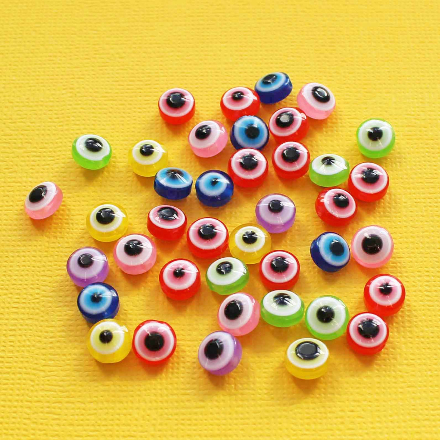 50 Evil Eye Beads High Quality Resin with Bright Colors BD126