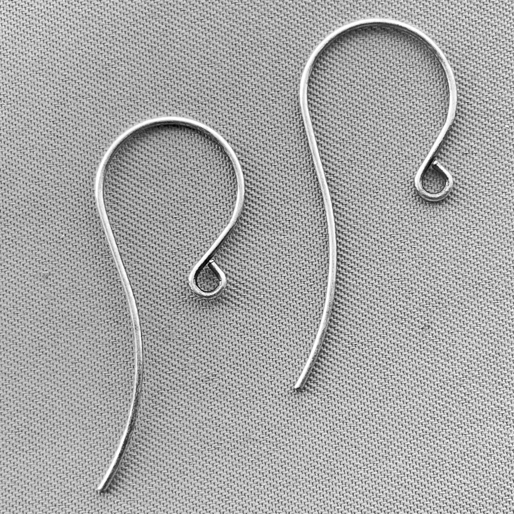 French Hook Fancy Earwires 30x12mm 20ga Silver Plated Alloy Q5 Pair Per Pkg