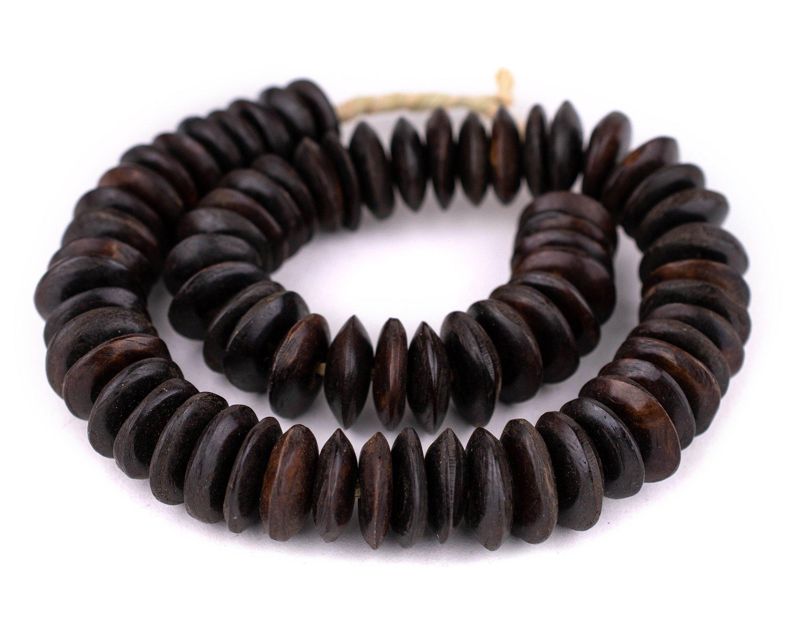 Dark Brown Kenya Bone Beads Saucer 22mm African Large Hole 23 Inch Strand