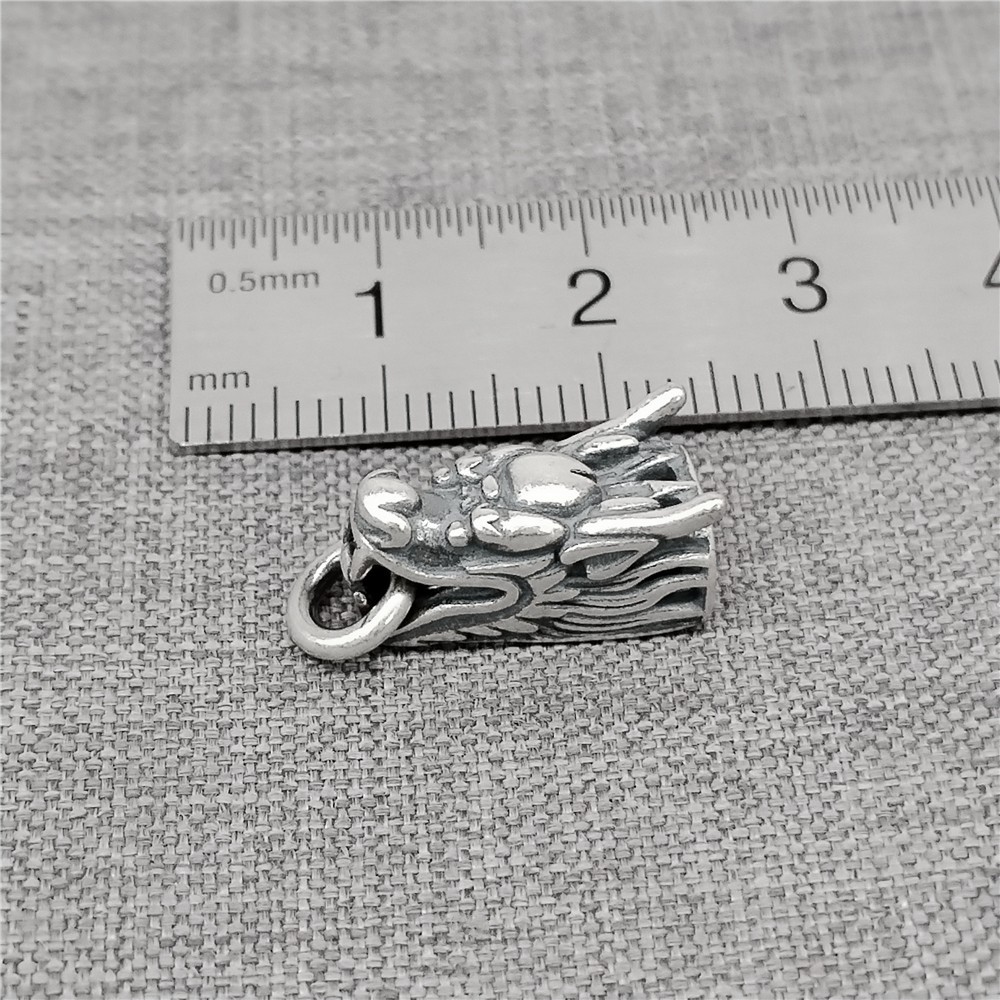 925 Sterling Silver Dragon Head Leather Cord End Cap for Bracelet, 1 piece