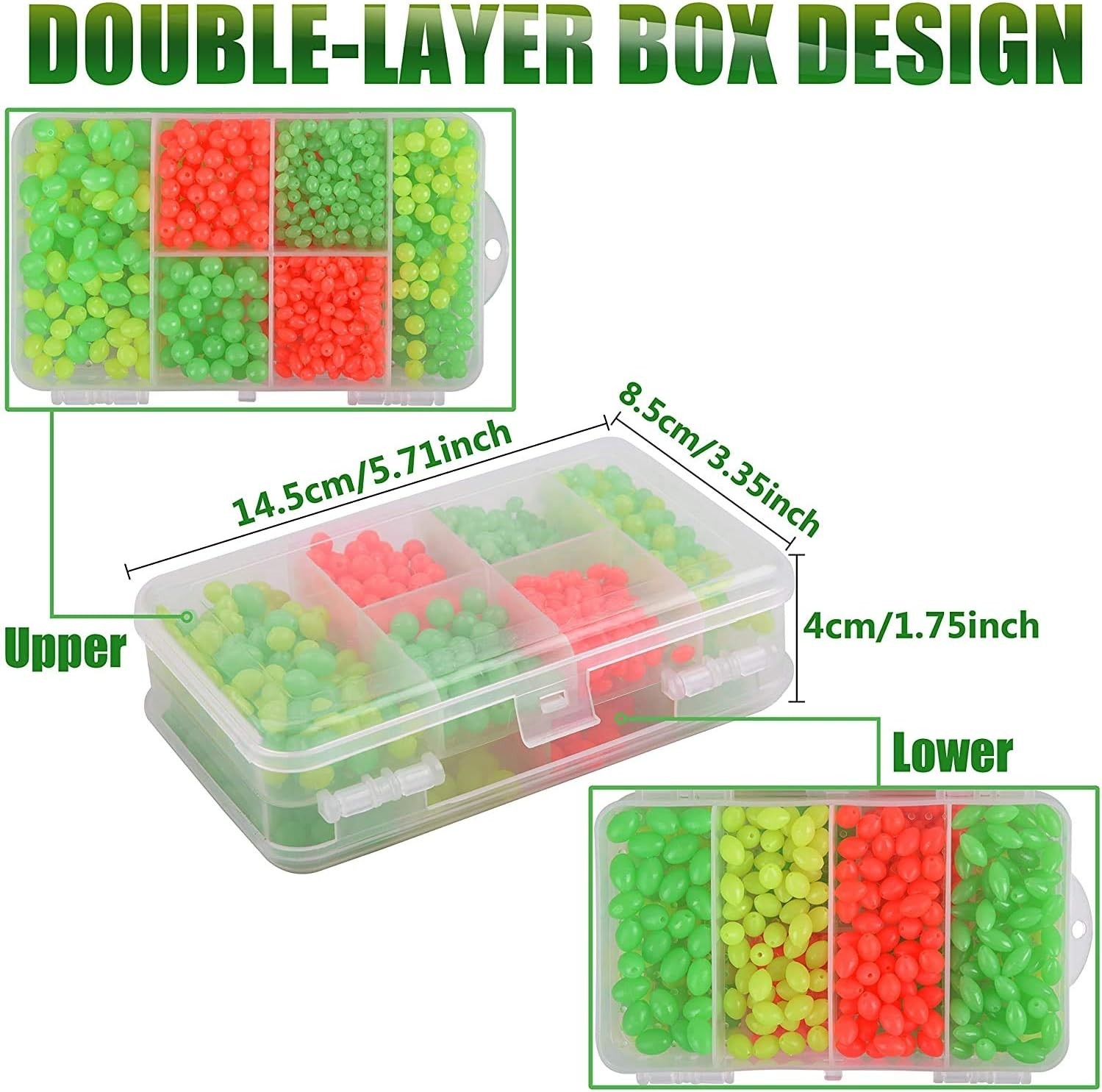 Glow Fishing Beads Kit: 1000pcs Luminous Soft Rubber for Saltwater & Freshwater