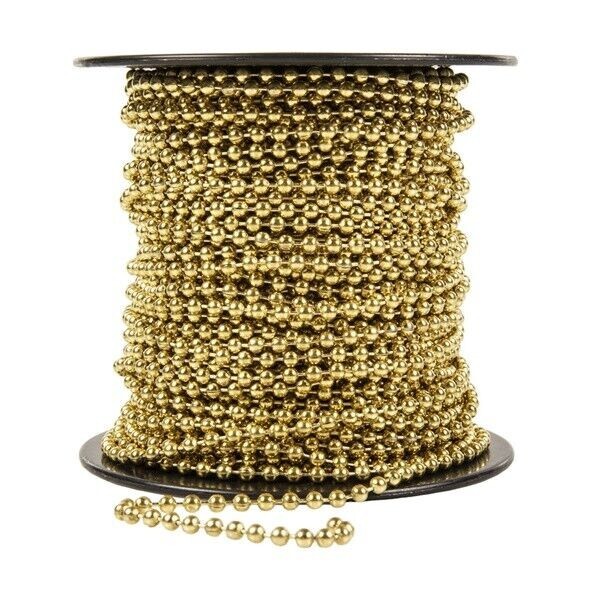100% Solid Brass BALL CHAIN + clasps 3.2mm Bead #6 BULK Lengths ~25 50 100 feet