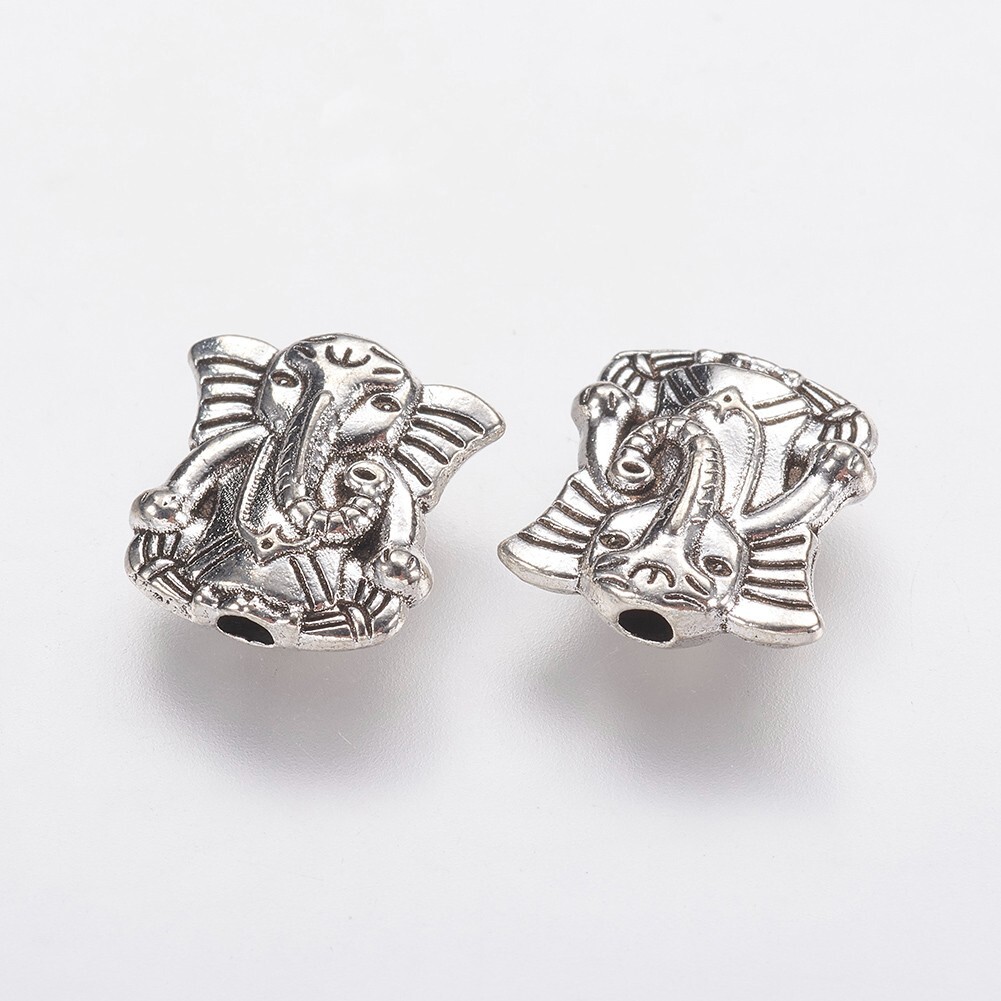20Pcs Antique Silver Tibetan Style Alloy Elephant Beads Spacer Crafts 10x10x3mm