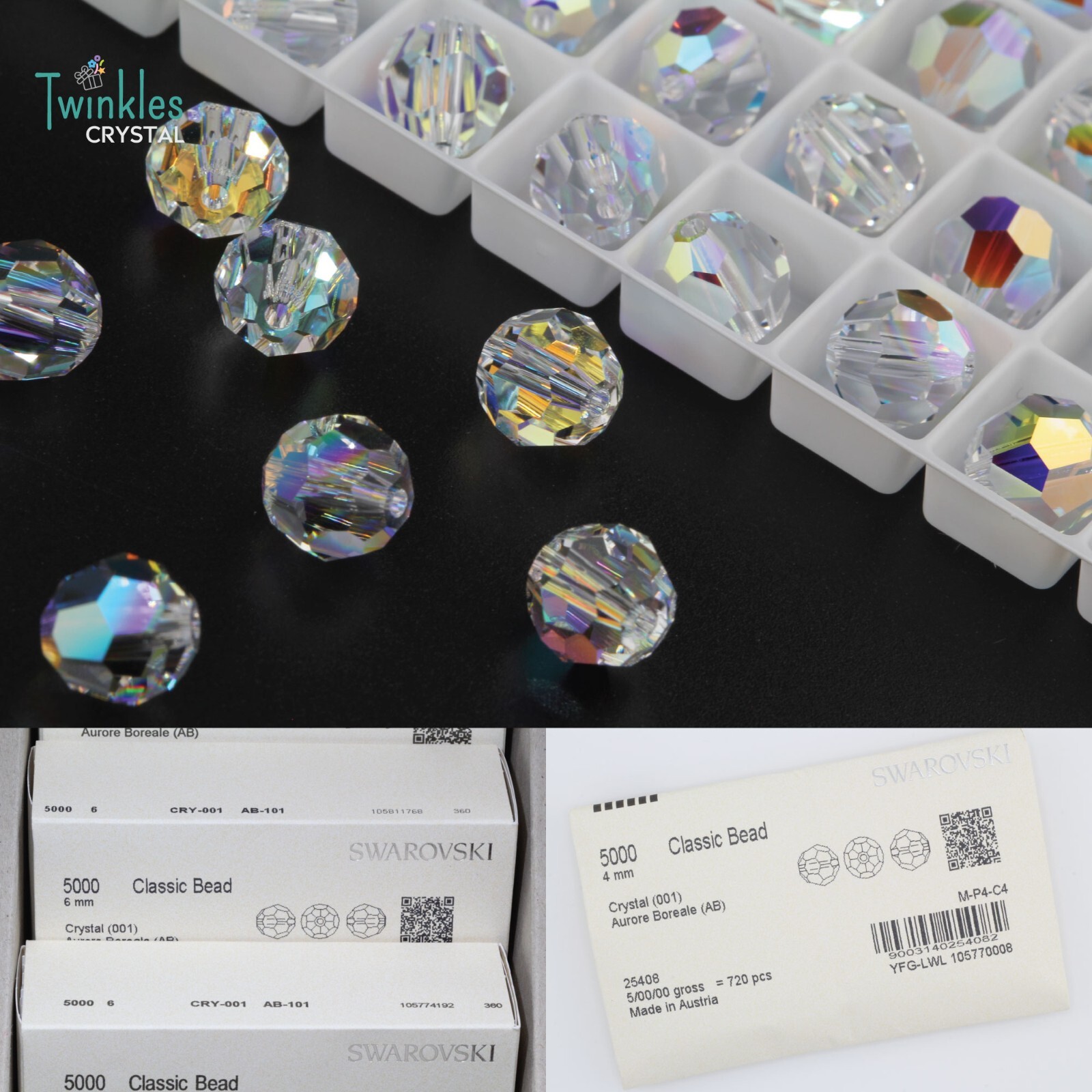 #5000 – Swarovski Crystal Beads Round Beads Classic Bead – 001AB