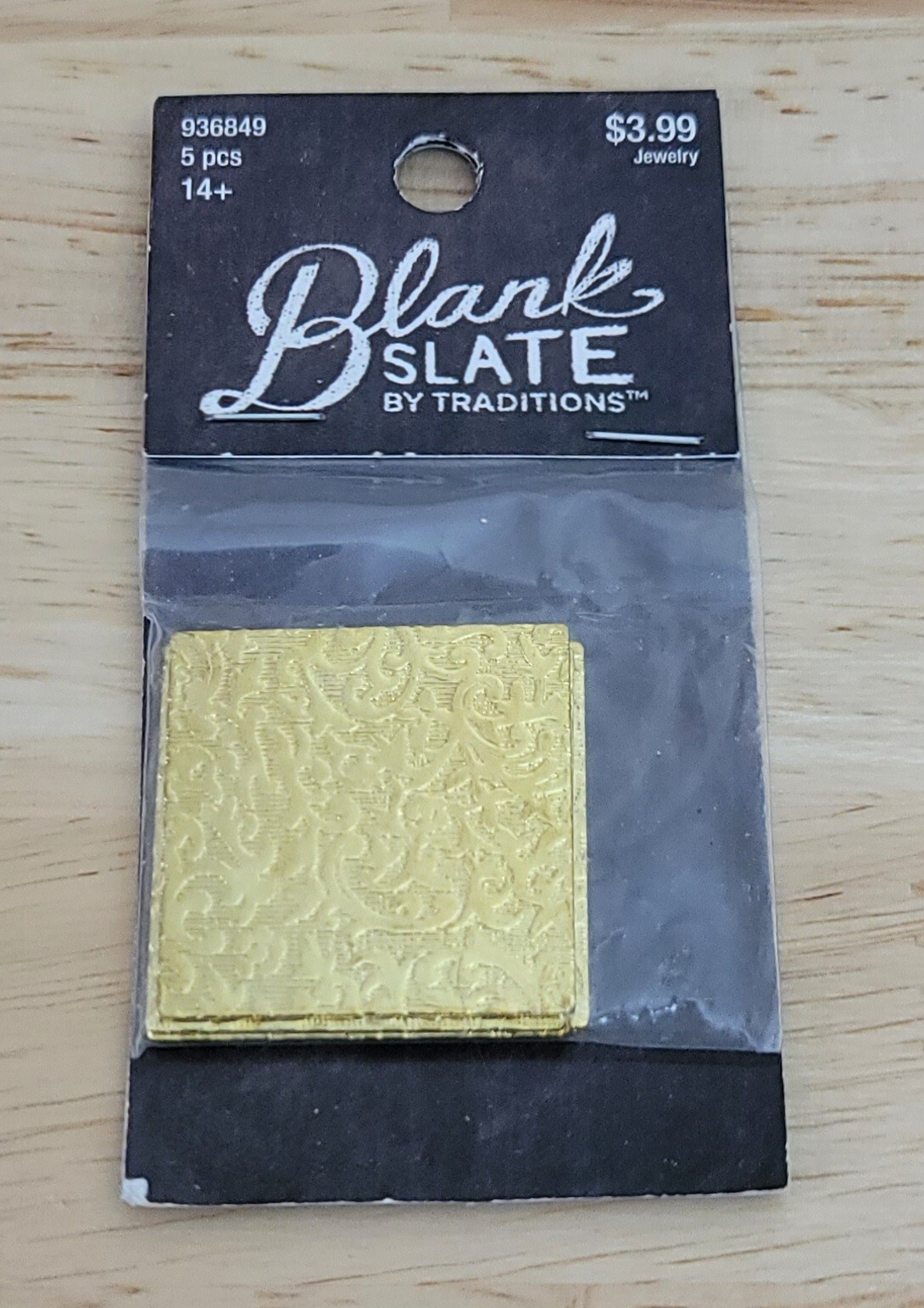 Blank Slate by Traditions GOLD SQUARE METAL PLATES Jewelry Making 5 Pieces