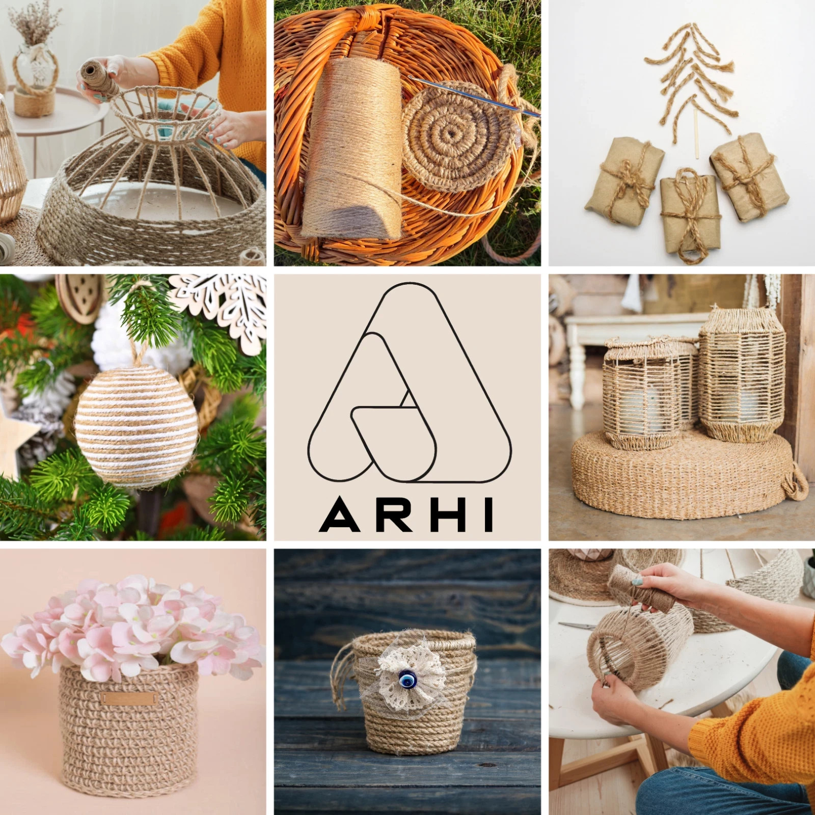 ARHI 200FT Natural Jute Twine Rope 5mm 3Ply for Gardening & Packing Craft USA