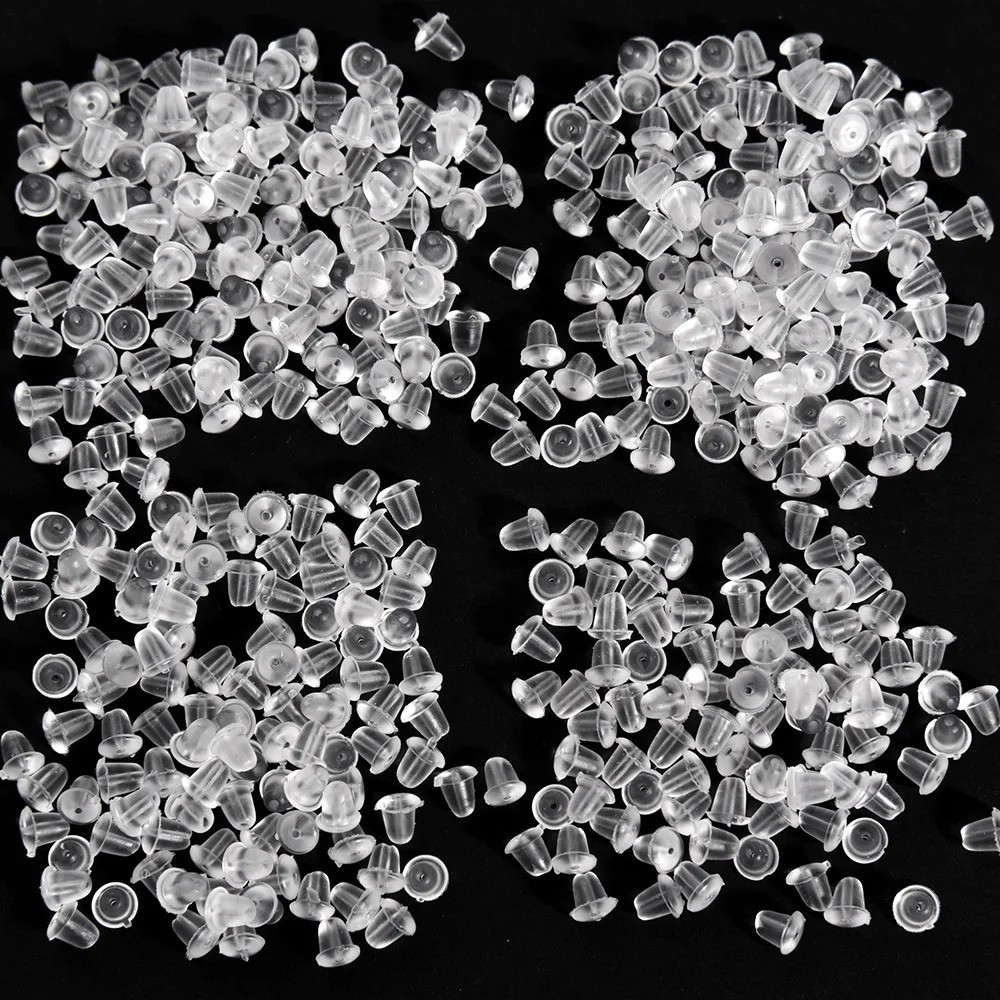 500PCS Clear Silicone Earring Backs Stoppers for Stud Earrings with Box