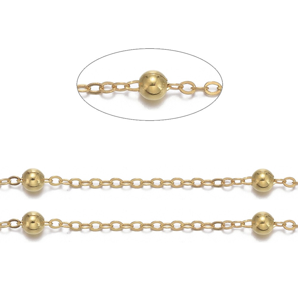 10meter Golden Ball Station Chain Beaded Unwelded Cable Chain for Jewelry Making
