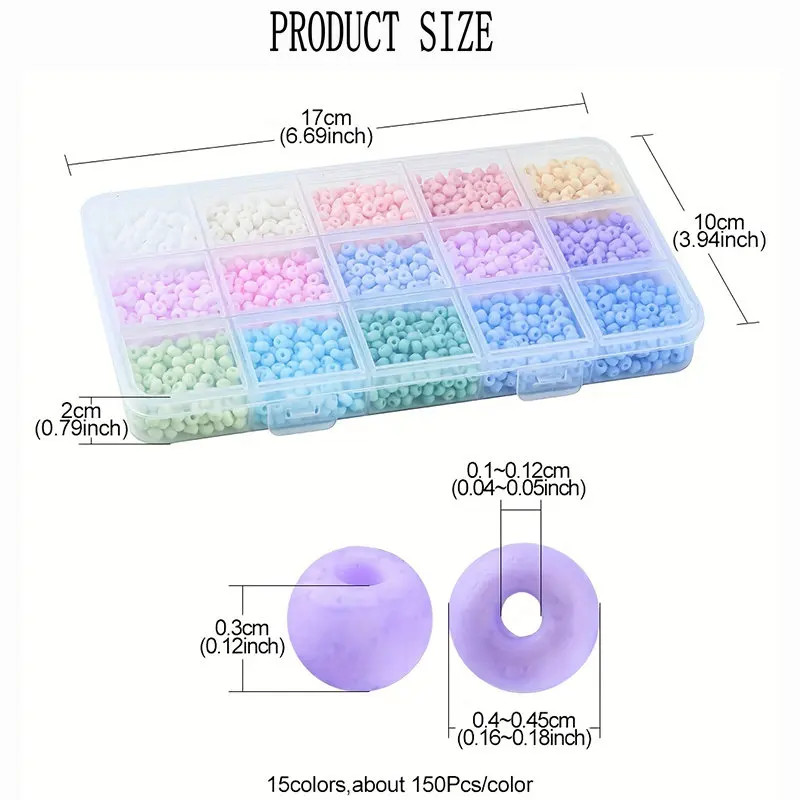 15 Grid 4mm Macaroon Glass Seed Beads Set Regular Shape DIY Bracelet Necklace