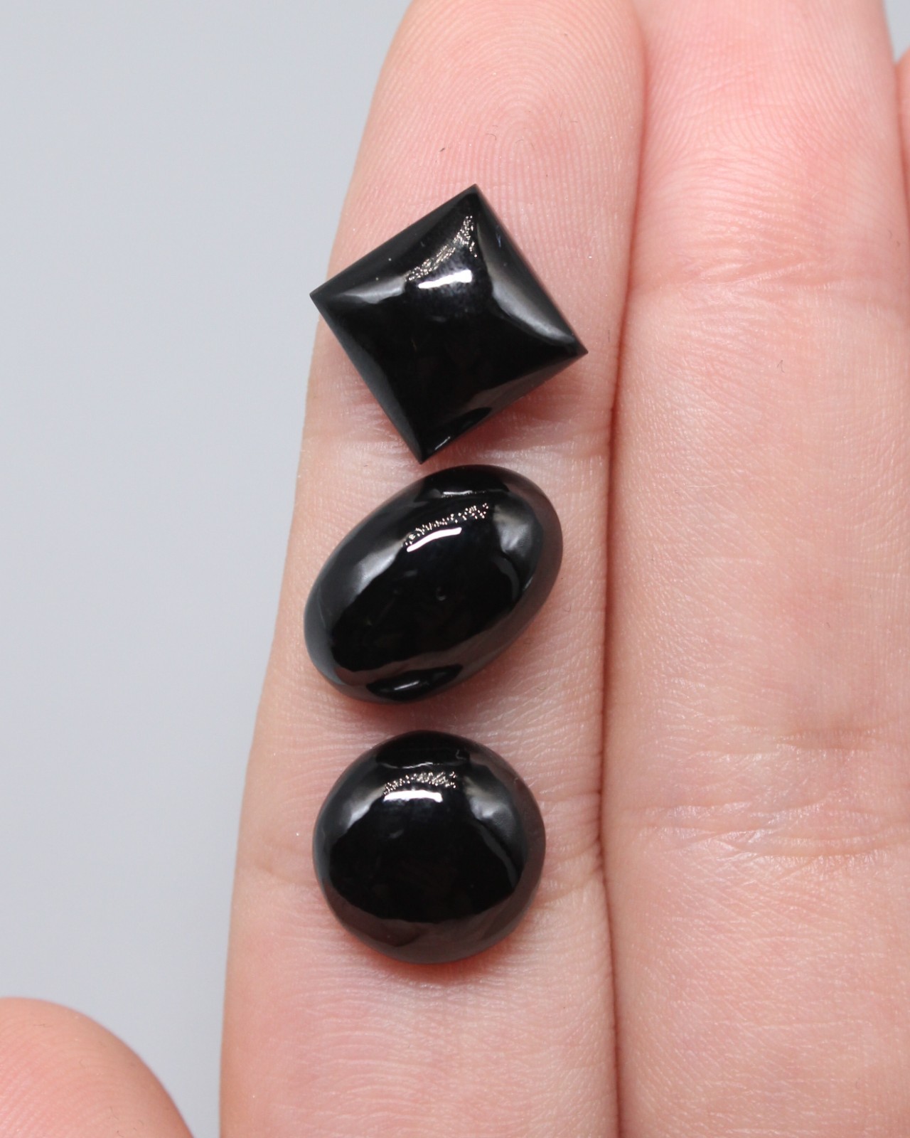 Black Spinel Natural Pleonaste Rare hand polished cabochons set Thailand