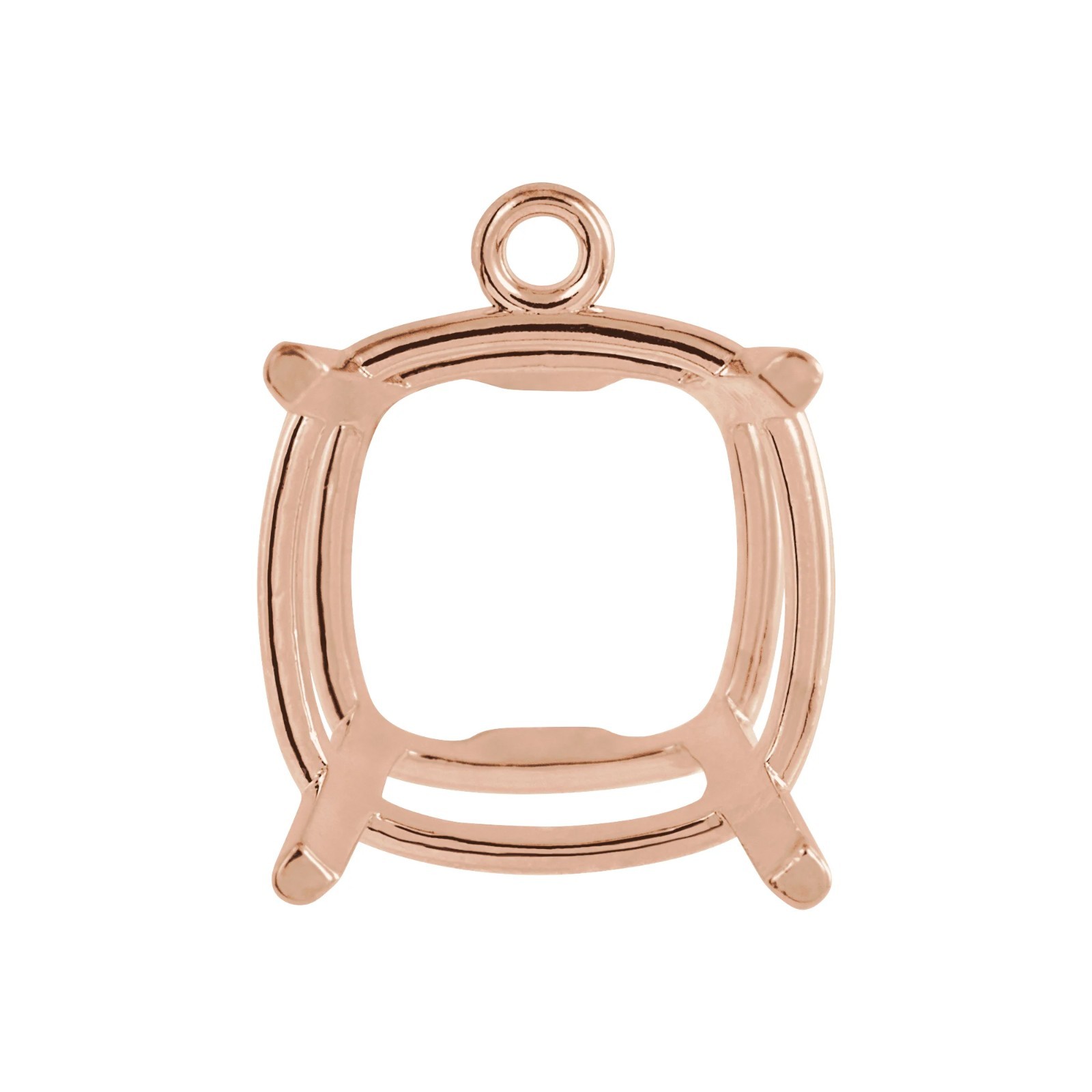 14K 18K Gold, Platinum & Silver Cushion 4-Prong Basket Dangle