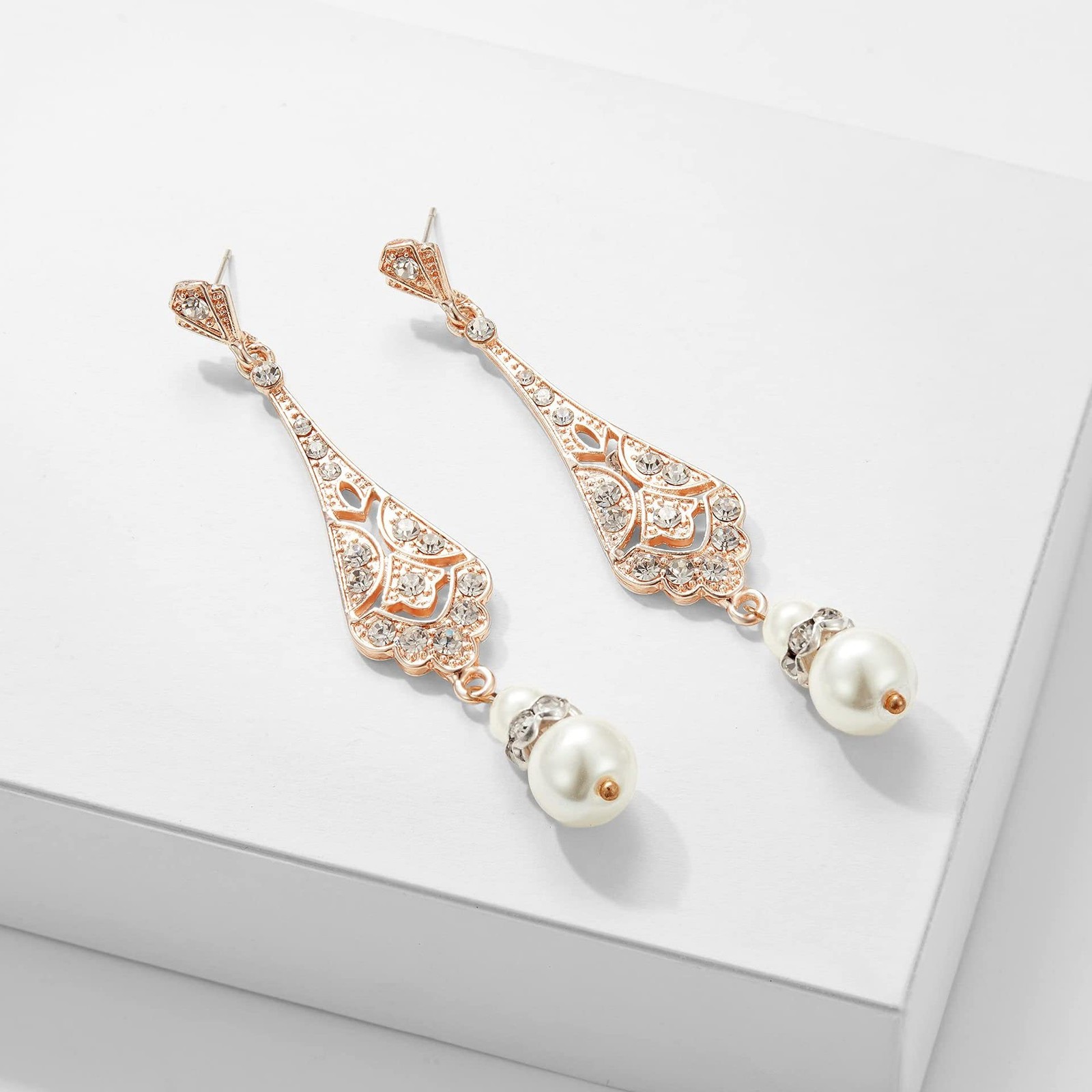 1920s Vintage Flapper Pearl Earrings Art Deco Earrings Roaring 20s Flapper – 02