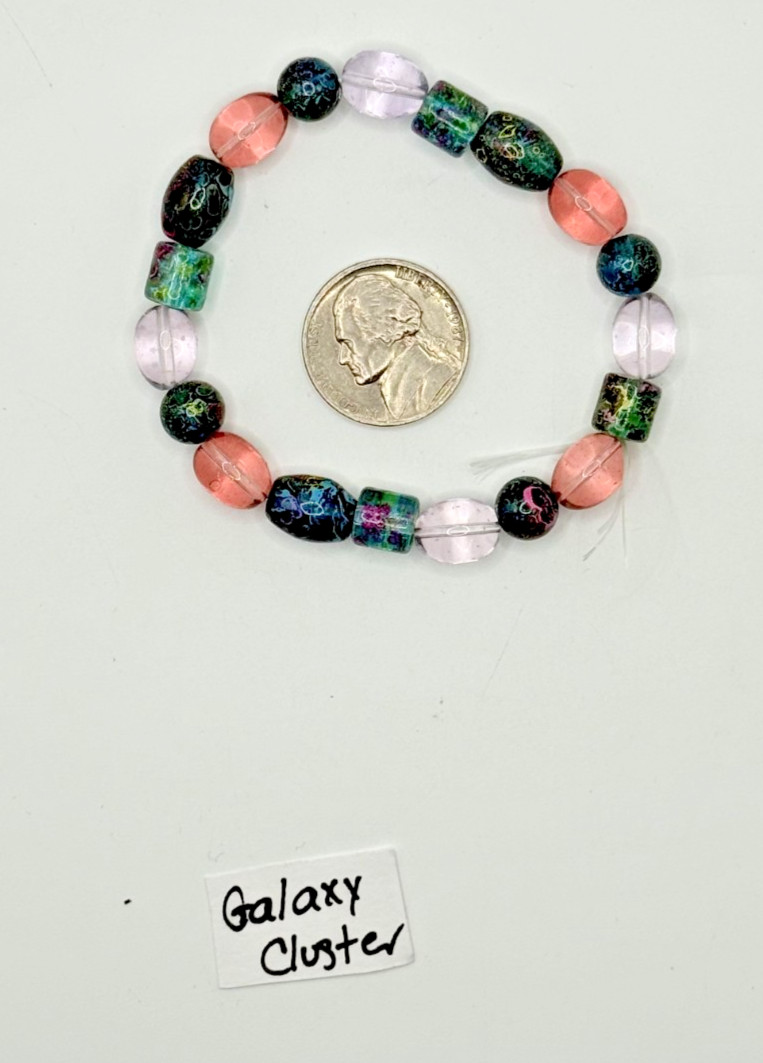 Glass Bead “Galaxy Cluster” Mix Rounds Barrels Tube Jewelry Crafts 120 beads/4oz