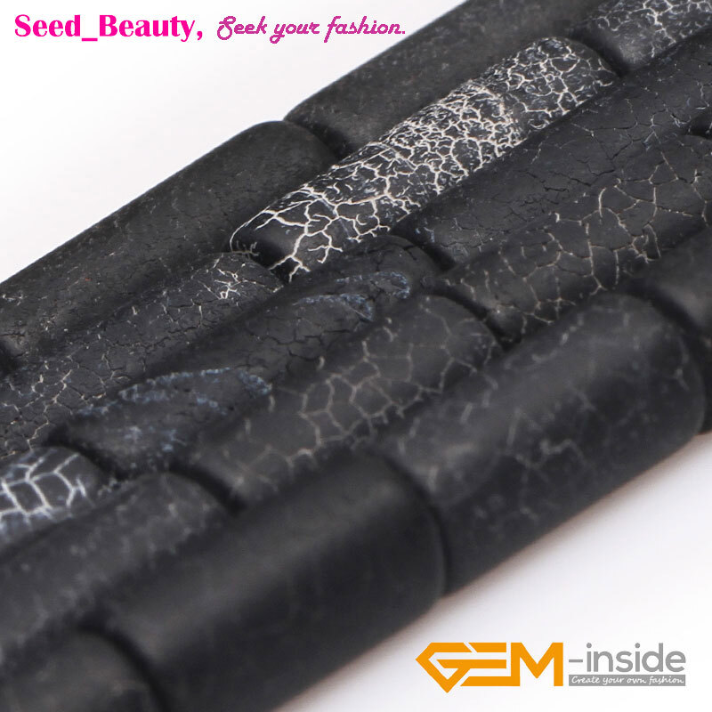 Natural Matte Black Agate Tube Column Loose Beads For Jewelry Making Strand 15″