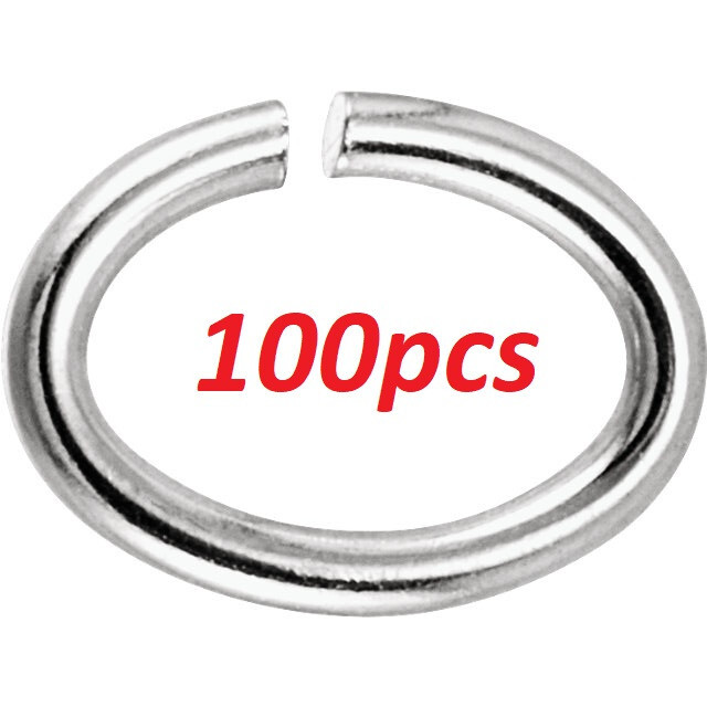 100pcs 4.5mm x 6.5mm OD OVAL 925 STERLING SILVER 20ga gauge OPEN Jump Ring