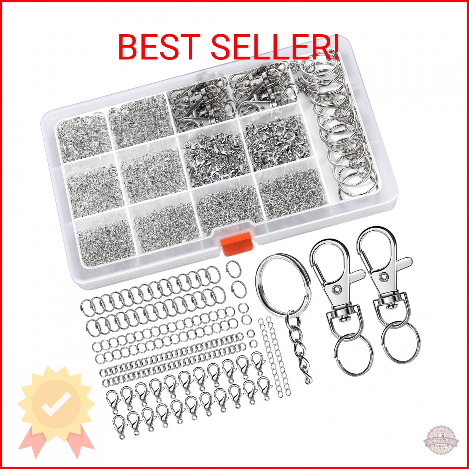 LEOBRO Jump Rings, 968pcs Keychain Making Kit, Keychain Clip and Key Ring, Key C