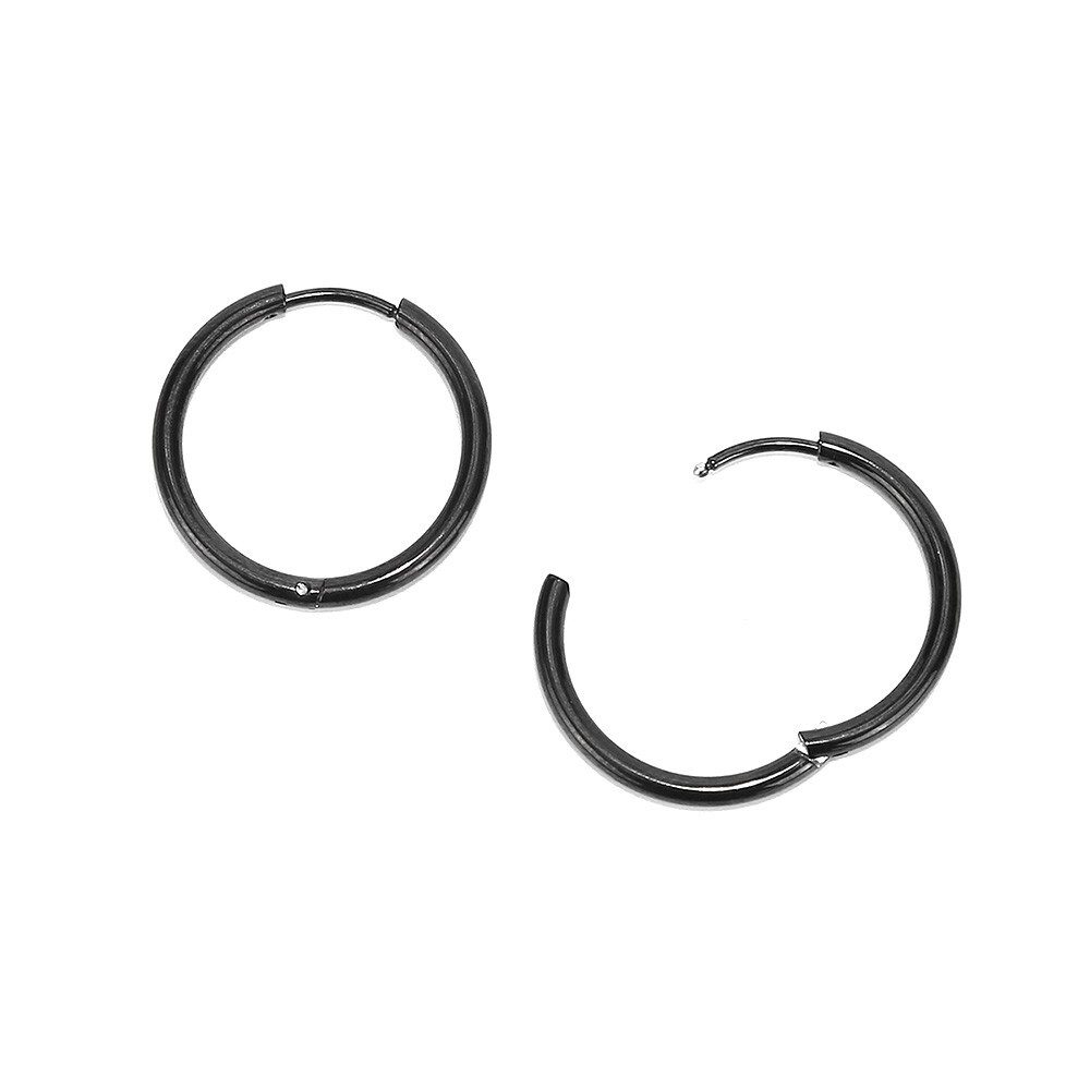 12pairs/set Stainless Steel Black color Round Earrings Charms Closed Ear Buckle