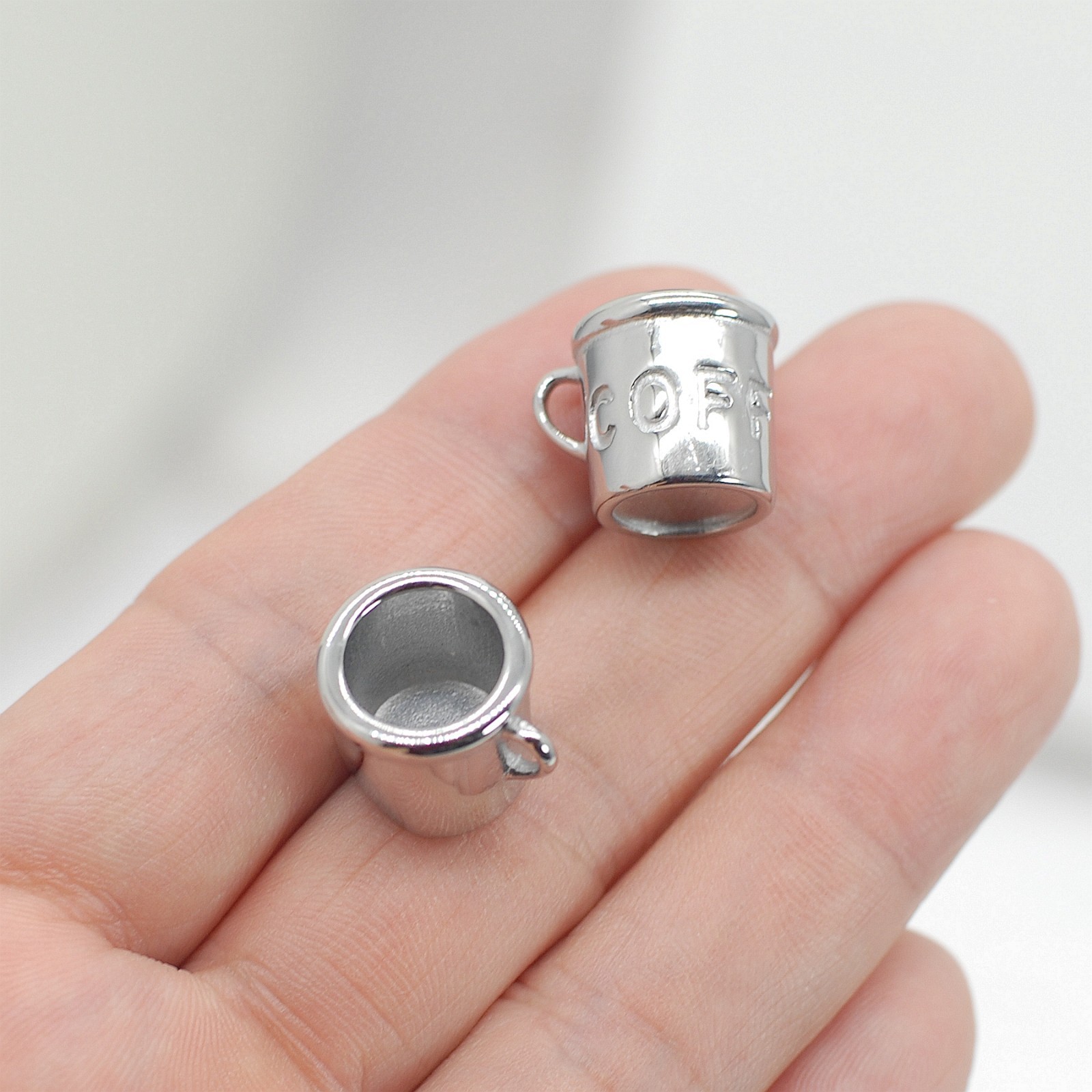 1PC Waterproof 18K Gold Stainless Steel 3D Coffee Cup Charm Pendant GQZ537