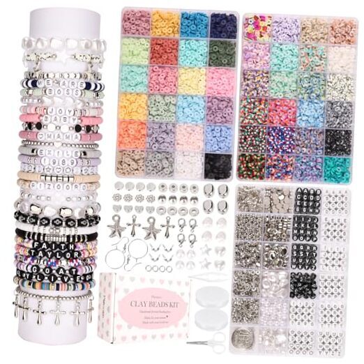 Clay Beads Bracelet Making Kit 3 Boxes, Beads for Silver Jewelry Making,