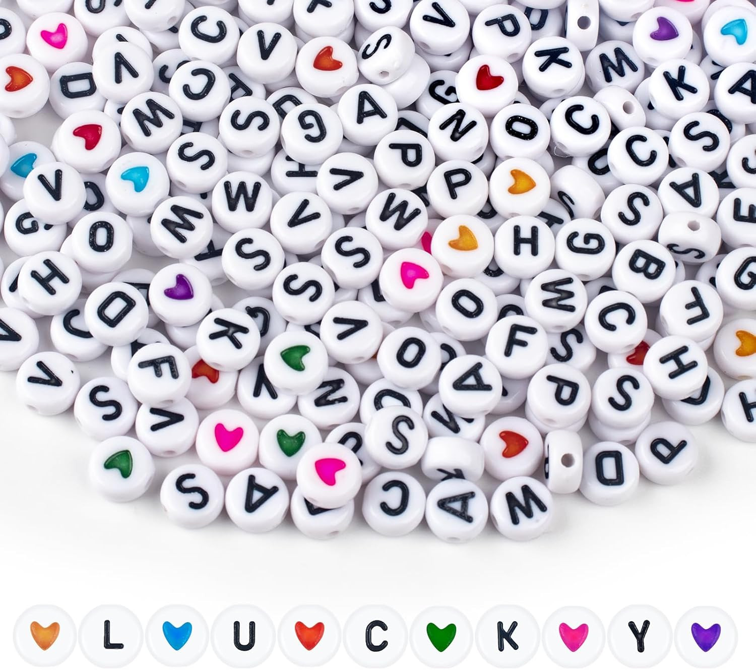 Alphabet Letter Beads 1000PCS Heart Beads Acrylic DIY Bracelet Jewelry