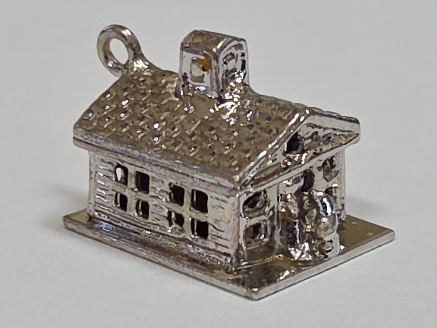 Sterling Silver ~ Schoolhouse Charm ~ People Outside~ Door Open ~ VINTAGE