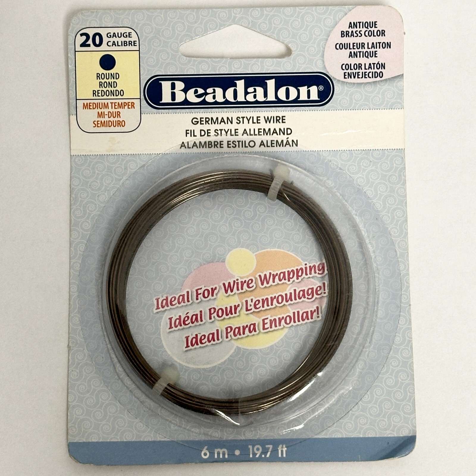 Beadalon German Style Wire for Jewelry Making, Round, Antique Brass Color, 20 Ga