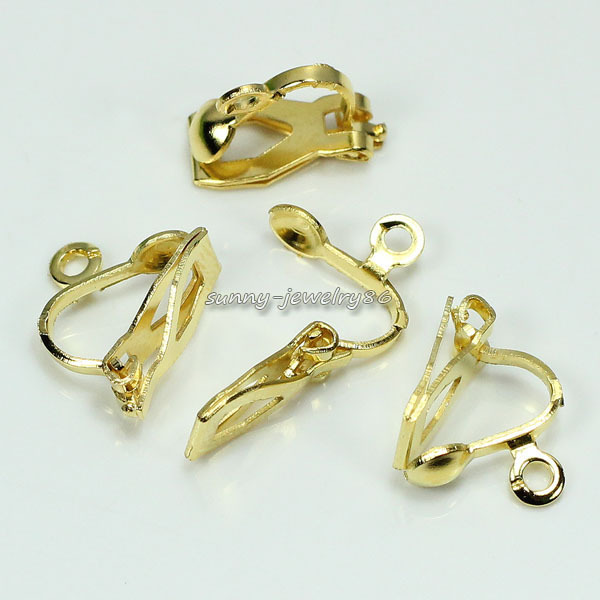 Wholesale 200Pcs Clip on Earring Earwire Jewelry Findings Silver/Gold/Rhodium
