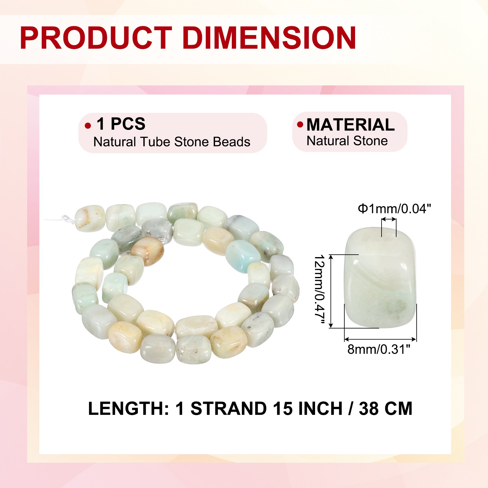 Natural Stone Gemstone Beads 15″ 12x8mm Cuboid Spacer Bead, Moss Green