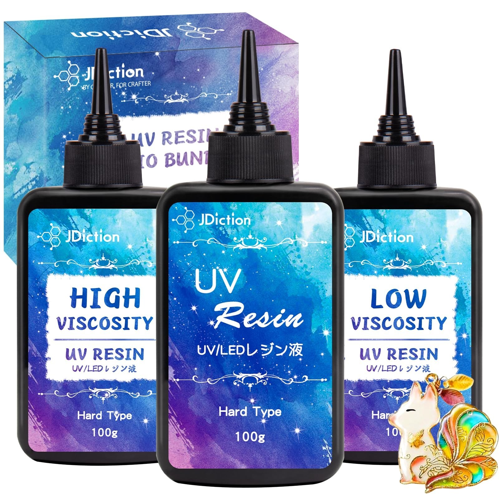 JDiction UV Resin Trio Bundle – 300g Total – Regular, High Viscosity/Thick an…