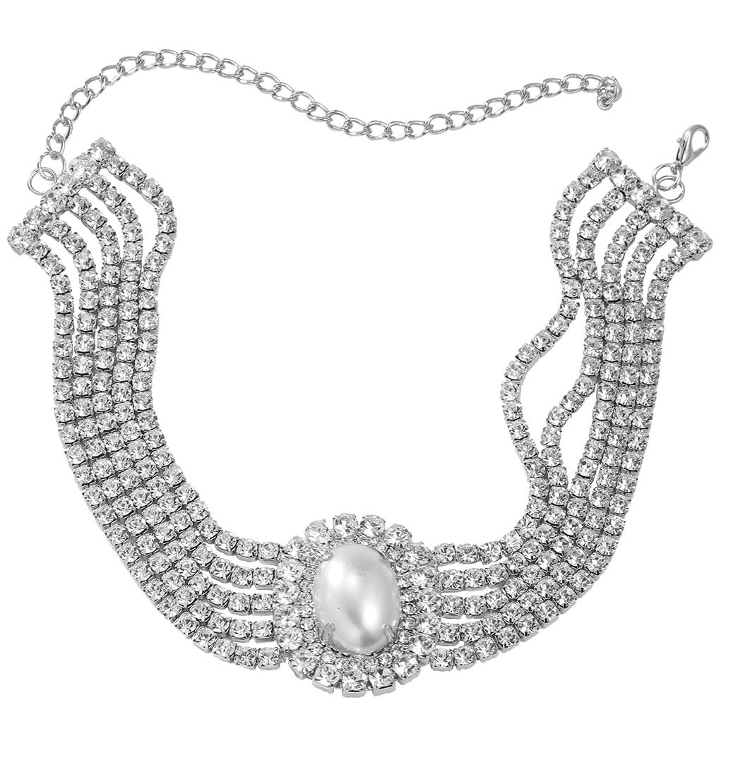 Fashion Prom Shinny Full Rhinestones Circle Choker Necklace Dainty Layered Sexy